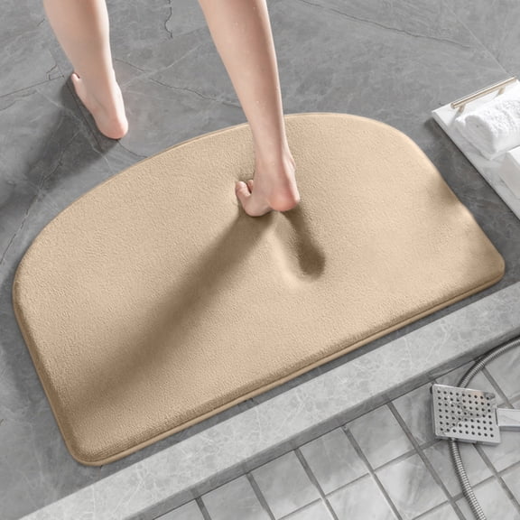 Bxaolu Bathroom Rugs Non Slip Washable, Super Absorbent Thin Bath Mat Small Quick Dry Low Pile Bathroom Rug, Beige, 31.5"x19.7"