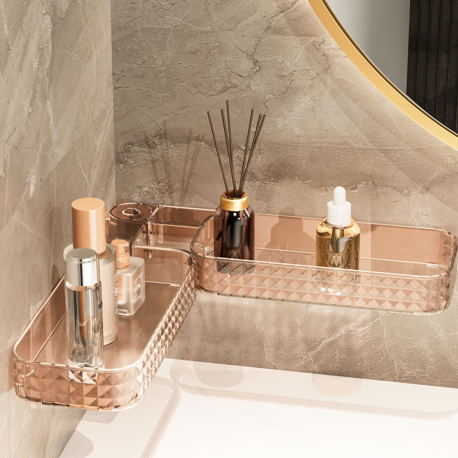 Bxaolu Bathroom Shelves, Plastic Shelf Transparent Wall Mounted, No ...