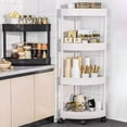 thumbnail image 1 of Bxaolu Bathroom Standing Shelf, 4 Tier Movable&nbsp;Shelf Units,Open Floor Shelves,Triangular Curved Corner Shelf Stand for Small Space,Ideal for Bathroom,Kitchen,Vanity Storage and Organizer,White, 1 of 6