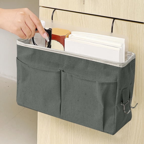 Bxaolu Bedside Caddy, Bedside Storage Bag Hanging Organizer for Bedroom | Bed Caddy with Hooks, Top Bunks and Dorm Essentials for Water, Tissues, Tablets, Books, Phones, and Other Necessories