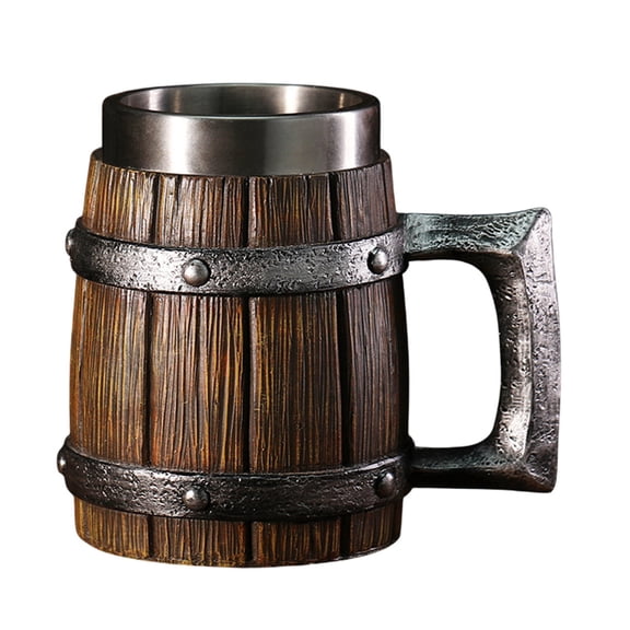 Bxaolu Beer Mug 20 OZ - Tankard Mug - Beer stein - Wooden Beer mug - Stainless Steel Cup - Handmade Gifts for Men - Fathers Day, Christmas or Birthday Gift Idea - Men Mug - Brown