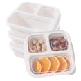 thumbnail image 1 of Bxaolu Bento Box, 4 Pack 3 Compartments Meal Prep Containers Reusable Lunch Containers, Food Storage Containers With Lids, Stackable Snack Boxes for Office, Work, and Travel, Beige, 1 of 6