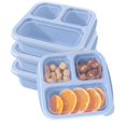 thumbnail image 1 of Bxaolu Bento Box, 4 Pack 3 Compartments Meal Prep Containers Reusable Lunch Containers, Food Storage Containers With Lids, Stackable Snack Boxes for Office, Work, and Travel, Blue, 1 of 6
