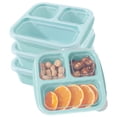 thumbnail image 1 of Bxaolu Bento Box, 4 Pack 3 Compartments Meal Prep Containers Reusable Lunch Containers, Food Storage Containers With Lids, Stackable Snack Boxes for Office, Work, and Travel, Green, 1 of 6
