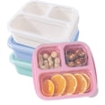 thumbnail image 1 of Bxaolu Bento Box, 4 Pack 3 Compartments Meal Prep Containers Reusable Lunch Containers, Food Storage Containers With Lids, Stackable Snack Boxes for Office, Work, and Travel, Pink, 1 of 5