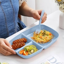 Bxaolu Bento Box, Snack Containers with 3 Compartments for Meal Prep, Microwave and Dishwasher Safe, Blue