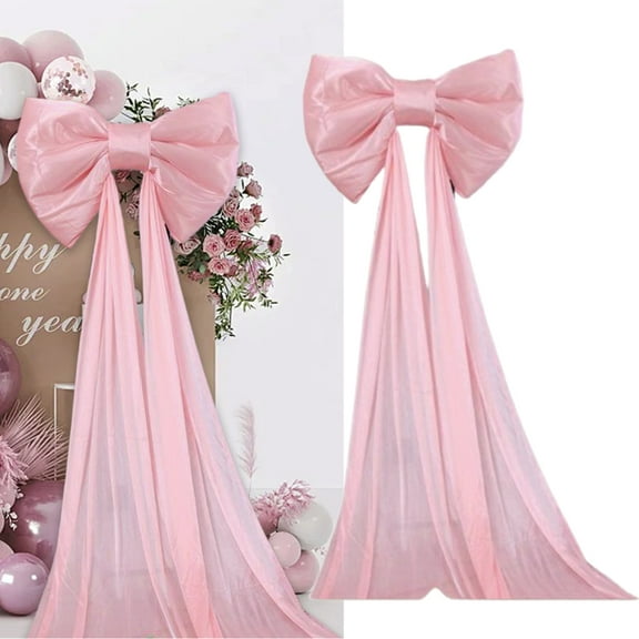 Bxaolu Big Bow Christmas Decorations 20 x 65 Inch Large Christmas Tree Topper Decorations Giant Xmas Tree Toppers Bows Decor Birthday Coquette Party Wedding Backdrop Satin Bachelorette Ornaments