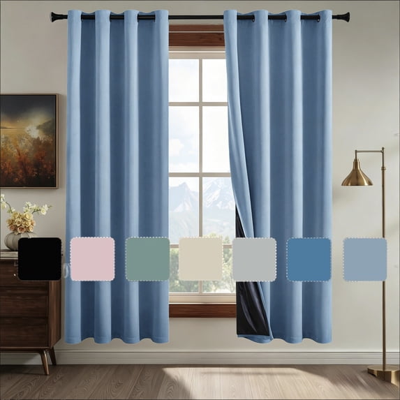 Bxaolu Black Out Curtains 98 Inches Long 2 Panels for Living Room, Bedroom, Office Thermal Insulated Blackout Drapes Solid Grommet Noise Reducing Window Curtains, W40