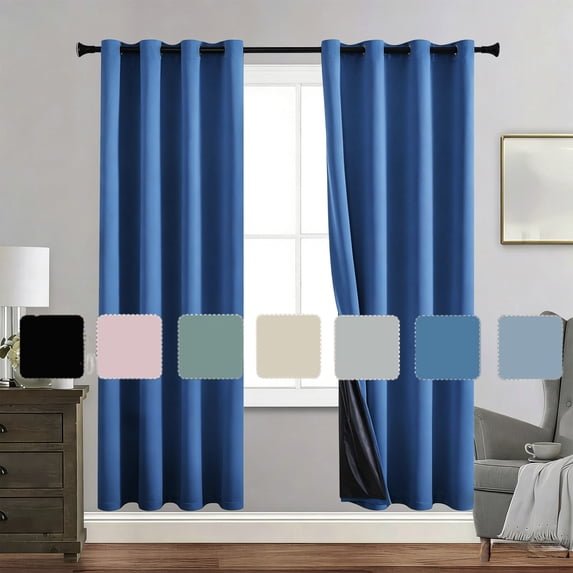 Bxaolu Black Out Curtains 98 Inches Long 2 Panels for Living Room, Bedroom, Office Thermal Insulated Blackout Drapes Solid Grommet Noise Reducing Window Curtains, W40