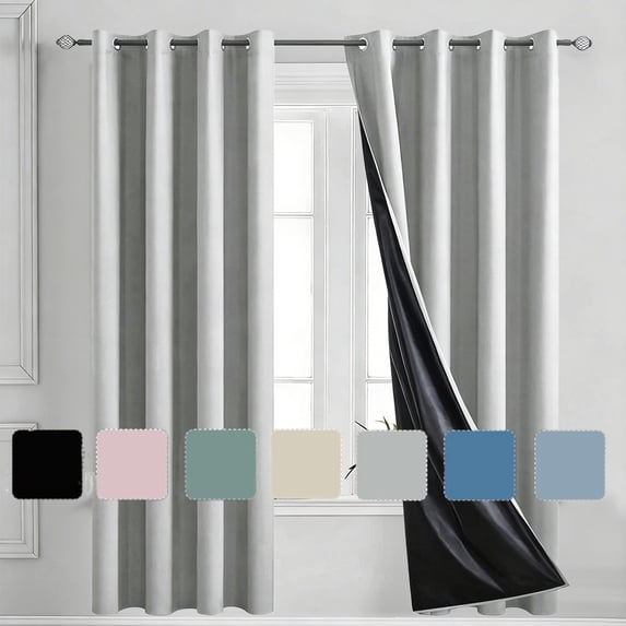 Bxaolu Black Out Curtains 98 Inches Long 2 Panels for Living Room, Bedroom, Office Thermal Insulated Blackout Drapes Solid Grommet Noise Reducing Window Curtains, W40