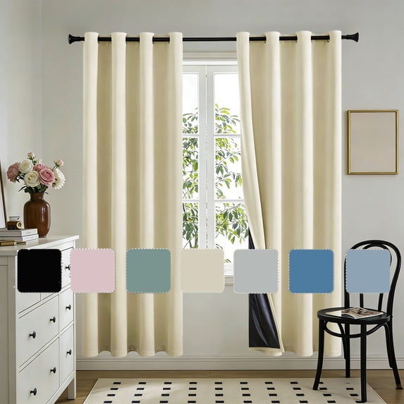 Bxaolu Black Out Curtains 98 Inches Long 2 Panels for Living Room, Bedroom, Office Thermal Insulated Blackout Drapes Solid Grommet Noise Reducing Window Curtains, W40