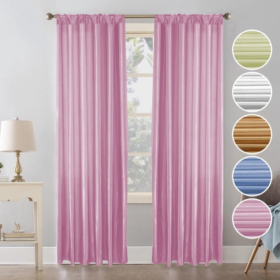 Bxaolu Blackout Curtains 98 Inch Length Farmhouse Satin Curtain for Bedroom Windows/Living Room, Boho Rod Pocket Drapes for Party Wedding Decoration, 1 Panel, Pink