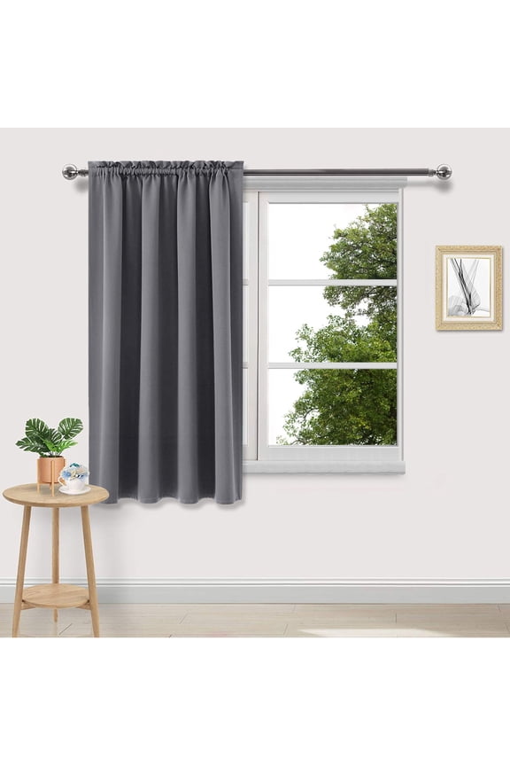 Blackout Curtains for Bedroom 45 Inches Long - Room Darkening Heat Insulated Blocking Grommet Window Drapes for Room, 1 Panel, 38 x 45 Inch, Gray