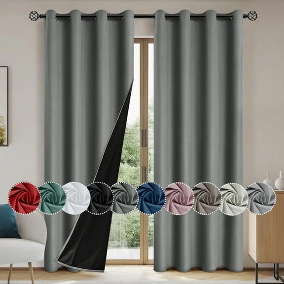 Bxaolu Blackout Curtains & Drapes for Bedroom 78.75" Long, Room Darkening Grommet Curtains/Panels/Drapes for Living Room, Back Tab Curtains Thermal Insulated Light Blocking 2 Panels Set, Dark Gray