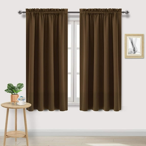 Bxaolu Blackout Curtains Panels for Bedroom - Thermal Insulated Rod Pocket Window Blackout Drapes for Living Room (2 Panels, W42 x L72 inches, Brown)