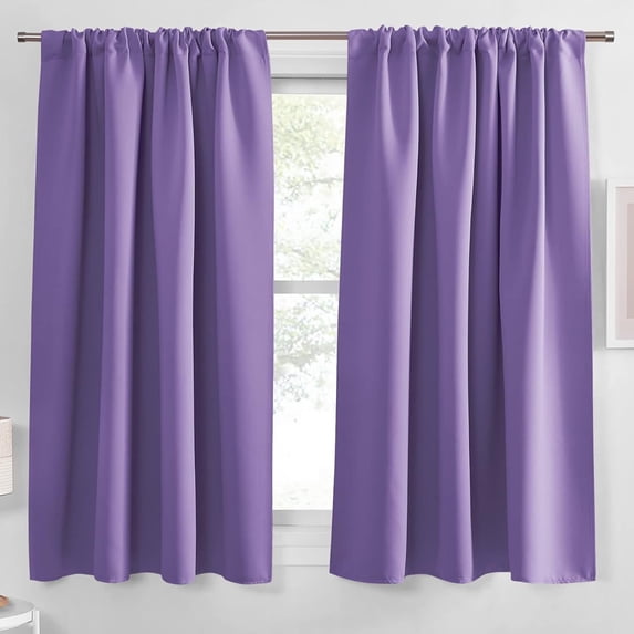 Bxaolu Blackout Curtains – Thermal Insulated, Energy Saving & Noise Reducing Bedroom and Living Room Curtains,Purple, W 42x L 84 Inch, Set of 2 Rod Pocket Curtain Panels