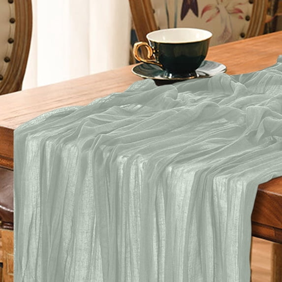 Bxaolu Boho Gauze Green Wedding Table Runner Fabric Kitchen Dining Holiday Table Decor For Home Party Indoor