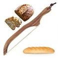 thumbnail image 1 of Bxaolu Bread Slicer for Homemade Bread, 15" Wooden Sourdough Bread knife with Bow Design, Premium Stainless Steel Serrated Saw Bread cutter for Bagels, Baguettes and More, 1 of 9