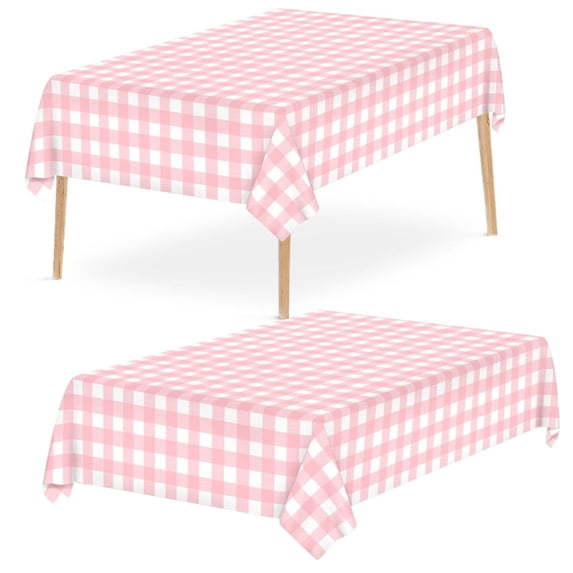 Bxaolu Buffalo Disposable Table Cloth, 54 x 108 Inch Waterproof Plastic Tablecloth, Rectangle Plaid Checkered Table Covers for Picnic, Birthday, Party, Pink
