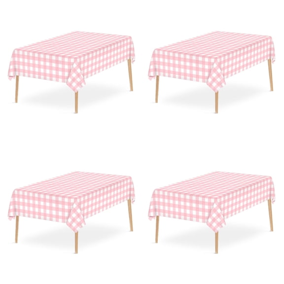 Bxaolu Buffalo Disposable Table Cloth, 54 x 108 Inch Waterproof Plastic Tablecloth, Rectangle Plaid Checkered Table Covers for Picnic, Birthday, Party, Pink