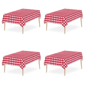 Bxaolu Buffalo Disposable Table Cloth, 54 x 108 Inch Waterproof Plastic Tablecloth, Rectangle Plaid Checkered Table Covers for Picnic, Birthday, Party, Red