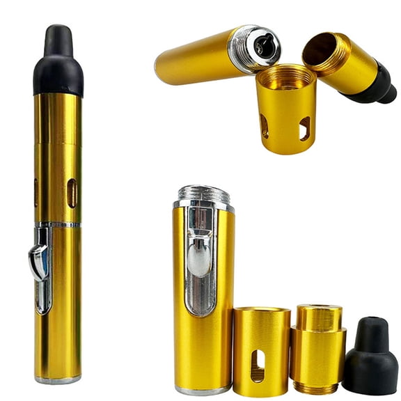 Bxaolu Butane Torch Lighter, Plastic All-in-One Tube Built-in Detachable Refillable Butane Torch Handheld Lighter (1 Pack, Gold)