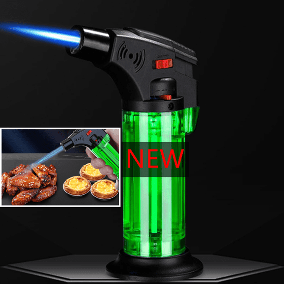 Bxaolu Butane Torch Lighter, Windproof Straight Torch Blue Flame Lighter, Inflatable Gas Lighter, Refillable Butane Lighter for Outdoor BBQ Baking