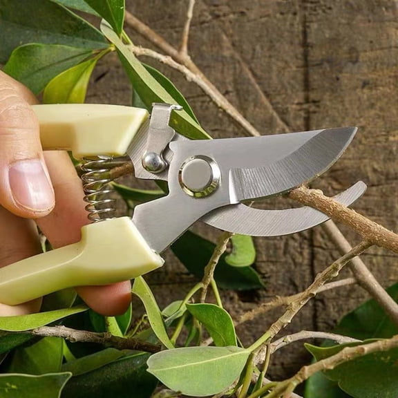 Bxaolu Bypass Pruning Shears, Cut Capacity Good Grip Hand Pruner for Small Hands, Blade Stays Sharp Through Heavy Use with Rust Resistant, White