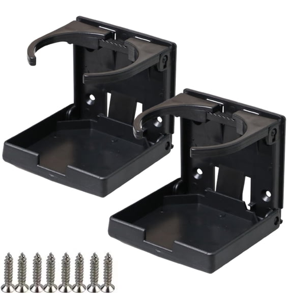 Bxaolu Camper/RV Drink Holder - Features Adjustable Space-Saving Design & Holds Almost Size Mug, Cup, Bottle or Can - Extra Cup Holder for Cars, Trucks, RVs, Vans, Boats, and More - Black (2PCS)
