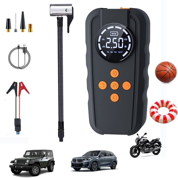 Bxaolu Car Jump Starter with Air Compressor, 6000A 150PSI Jump Box Battery Pack(2.0 Gas), Portable 12V Jump Box Kit with Auto-Shutoff Tire Inflator, USB Ports, LCD Display & LED Light, Black