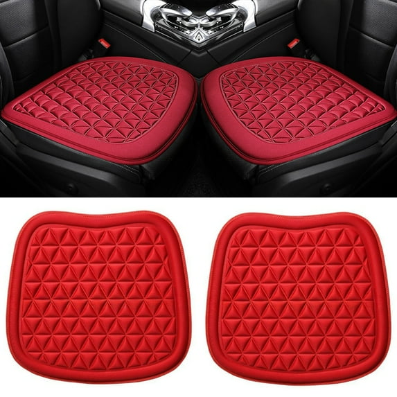 Bxaolu Car Seat Cushion Pad 1.5" Thick Comfort Seat Protector for Car Driver Seat Office Chair Home Use Soft Seat Cushion with Non Slip Bottom, 19'' x 18.5'', Wine, 2Pack