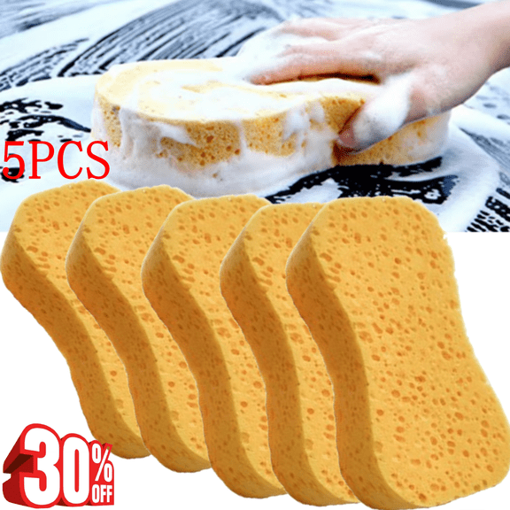 Bxaolu Car Wash Sponge, Large All Purpose Sponges for Cleaning, 2.4in Thick Foam Scrubber Kit, Sponges for Dishes, Tile, Bike, Boat, Easy Grip Sponge for Kitchen, Bathroom, Household Cleaning, 5pcs