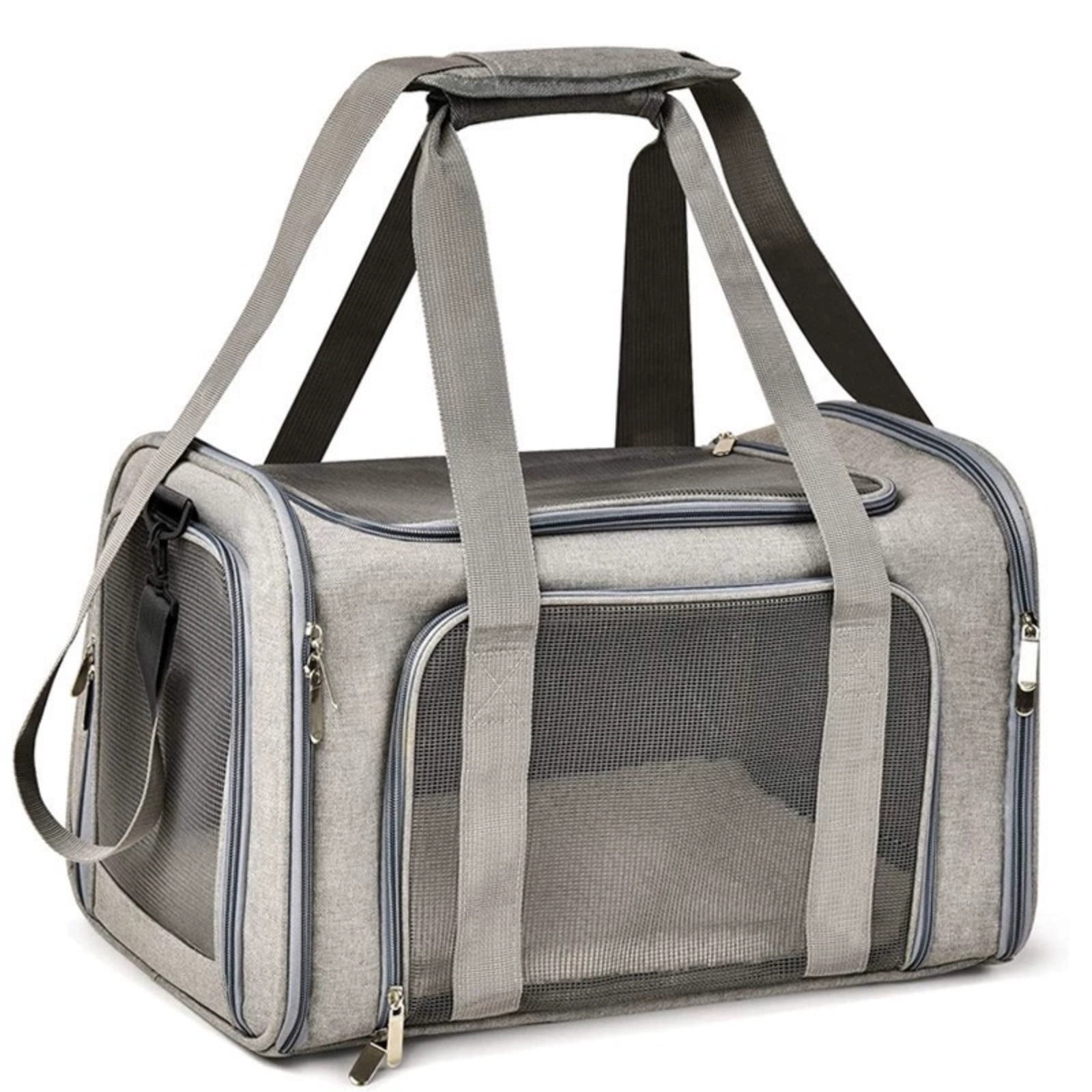 Bxaolu Cat Carriers Soft Sided Dog Carrier Pet Carrier for Small / Medium Cats Dogs Puppies (Up To 15lbs), Airline Approved Small Dog Carrier, Collapsible Travel Puppy Carrier -Gray