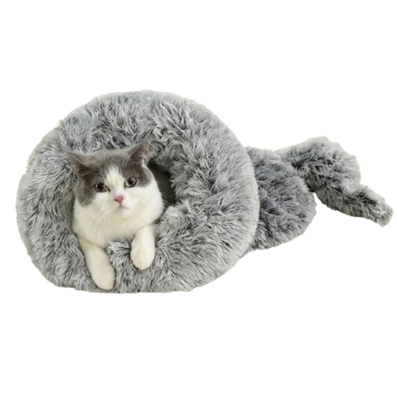 Bxaolu Cat Sleeping Bag, Pet Hideway Sleeping Cuddle Cave, Soft Plush Cat Winter Sleeping Bag Bed, Cosy Pet Snuggle Sack for Cats,Puppy,Kitten( Dark Gray, 20 × 21 inches)