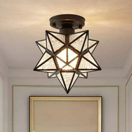 Bxaolu Ceiling Light, Semi Flush Mount Ceiling Light Small Chandelier for Kitchen Hallway Entrance Balcony Dining Rooms Living Rooms Bar Farmhouse (Black)