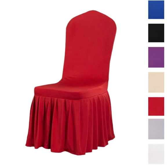 Bxaolu Chair Covers for Dining Chairs Covers, Removable Thick Dining Room Chair Covers with Skirt Chair Slipcovers Washable Chair Protector for Kitchen Wedding,1Pack-Wine
