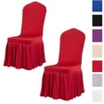 thumbnail image 1 of Bxaolu Chair Covers for Dining Chairs Covers Set of 2, Dining Room Chair Covers with Skirt, Elastic&nbsp;Chair Slipcovers Washable Chair Protector for Kitchen Wedding Party Banquet(Wine), 1 of 7