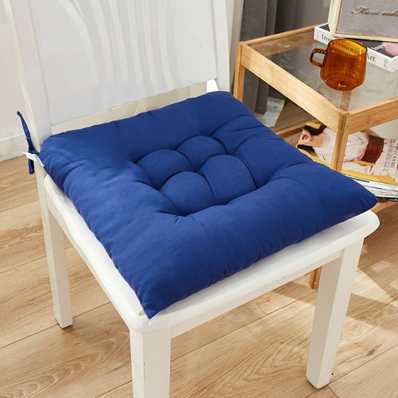 Bxaolu Chair Cushions for Dining Chairs, Seat Cushions for Kitchen Chairs, Indoor Seat Cushions with Ties, Tufted Chair Pads, Non Slip Kitchen Chair Cushions Set of 2, 15.5" x 15.5", Navy