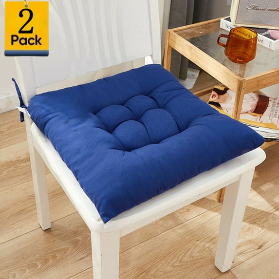 Bxaolu Chair Cushions for Dining Chairs, Seat Cushions for Kitchen Chairs, Indoor Seat Cushions with Ties, Tufted Chair Pads, Non Slip Kitchen Chair Cushions Set of 2, 15.5" x 15.5", Navy