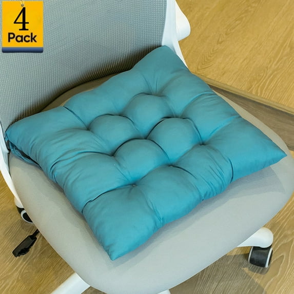 Bxaolu Chair Cushions for Dining Chairs, Seat Cushions for Kitchen Chairs, Indoor Seat Cushions with Ties, Tufted Chair Pads, Non Slip Kitchen Chair Cushions Set of 4, 15.5" x 15.5", Green