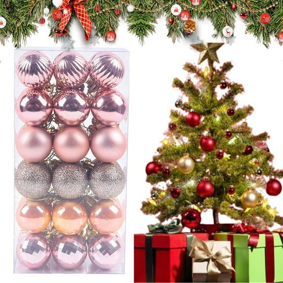 Bxaolu Christmas Ball Ornaments for Christmas Decorations - 36 pcs Xmas Tree Ornaments with Hanging Loop for Holiday & Party Decorations (6 Styles-4cm)