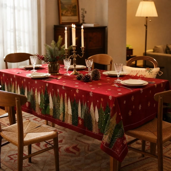 Bxaolu Christmas Tablecloth Rectangle, Christmas Decorations For Home Table Cloth Festival, Xmas Tablecloth Cover Polyester Vintage for Winter Picnic Party Dinner
