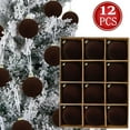 thumbnail image 1 of Bxaolu Christmas Tree Ornaments Velvet Balls - Pack of 12pcs Shatterproof Xmas Bulbs Decorations Set - Plastic Xmas Decorative Hanging Ornaments for Party, Coffee, 2.36 Inch, 1 of 8