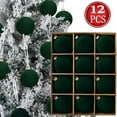 thumbnail image 1 of Bxaolu Christmas Tree Ornaments Velvet Balls - Pack of 12pcs Shatterproof Xmas Bulbs Decorations Set - Plastic Xmas Decorative Hanging Ornaments for Party, Green, 2.36 Inch, 1 of 8