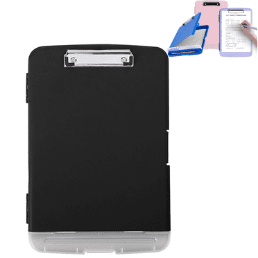 Bxaolu Clipboard with Storage, High Capacity Clip Board 9.4" x 13.8" with Pen Holder, Plastic Clipboards Case Box, Must Haves Home Office Supplies, Letter Size/ A4, Black