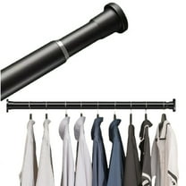 Bxaolu Closet Rods For Hanging Clothes, 19.5-31.5 Inch Adjustable Closet Rod, Stainless Steel Heavy Duty Closet Hanging Rod for Closet Wardrobes Laundry-Black