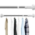 thumbnail image 1 of Bxaolu Closet Rods for Hanging Clothes, 19.5 to 31.5 Inches Adjustable Metal Closet Rod, 1.5 Inches Heavy Duty Clothes Hanging Rod for Closet Wardrobes Laundry RV, White/Silver, 1 of 7