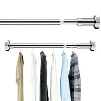 Bxaolu Closet Rods for Hanging Clothes, 19.5 to 31.5 Inches Adjustable Metal Closet Rod, 1.5 Inches Heavy Duty Clothes Hanging Rod for Closet Wardrobes Laundry RV, Silver