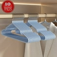 thumbnail image 1 of Bxaolu Clothes Hangers (10 Pack) Heavy Duty Durable Suit Hanger Stainless Steel&nbsp;Hangers Thin Metal Hangers Lightweight Space Saving Coat Hanger for Closet - Blue, 1 of 6