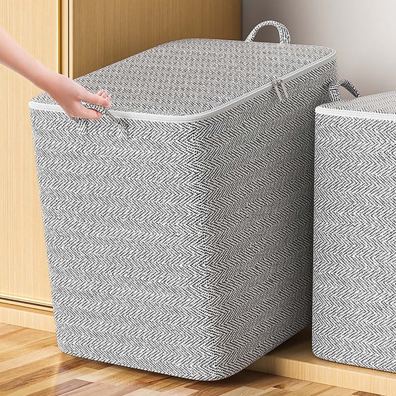 Bxaolu Clothes Storage Bags - 100L Blanket Organizers and Storage for Closet Large Storage Bins with Lids and Zipper, Storage Containers for Comforter, Pillow and Sweater (Grey, 1Pack)